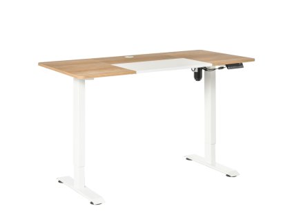 Elektricky motorem výškově nastavitelný kancelářský stůl bílý/dekor dřevo 140 x 70 x 72-116 cm