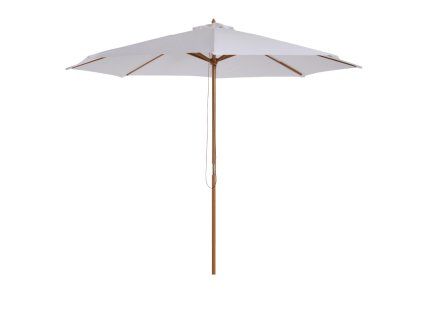 Slunečník Ø 300 cm, jedlové dřevo/bambus/polyester, UV a voděodolný, krémové bílý