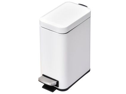 Odpadkový koš s nožním pedálem, obdélníkový, bílý, 5 l