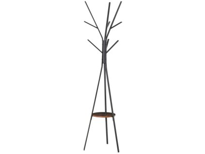 Stojací věšák na šaty, 3 tyče, 9 háčků, černá + hnědá, 180 cm