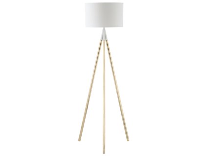 Stojací lampa trojnožka, zlatá-bílá, 144 cm