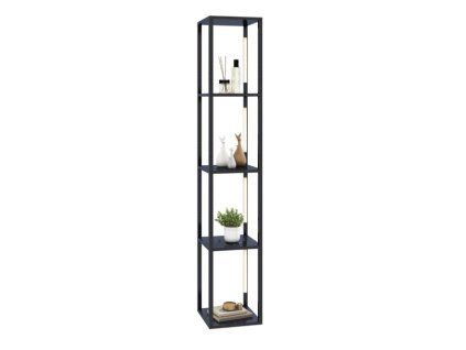 Stojací lampa s policemi, černá, 163 cm