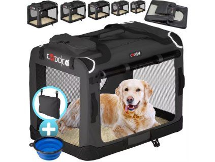 Skládací cestovní box pro psy M, antracitový
