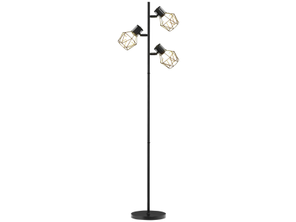 Stojací lampa se 3 samostatně ovládanými svítidly, černá, 169 cm