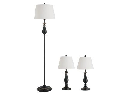 Sada lamp, 1 stojací a 2 stolní, černo-bílé