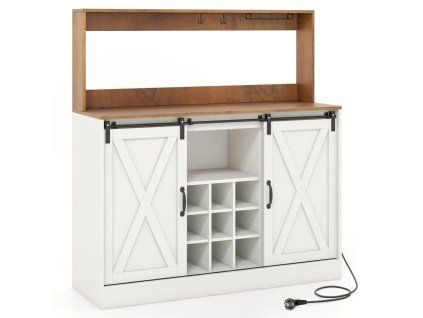 Kuchyňský příborník s zásuvkami 220 V a USB porty, 128 x 40 x 120 cm