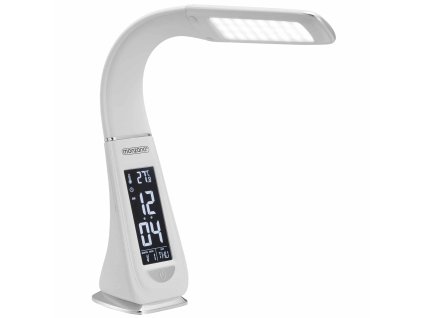 Stolní LED lampa Lilly, nastavitelné rameno, kožený vzhled, bílá - BEZ ADAPTÉRU