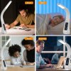 Stolní LED lampa Lilly, nastavitelné rameno, kožený vzhled, bílá
