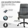 Masážní kancelářská výškově nastavitelná otočná židle, ergonomická, šedá 63 x 70 x 112-121 cm