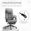 Ergonomická kancelářská židle s polštářovou opěrkou hlavy a podnožkou, světle šedá 66 x 70 x 116-124 cm
