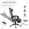 Ergonomická kancelářská židle s polštářovou opěrkou hlavy a podnožkou, světle šedá 66 x 70 x 116-124 cm