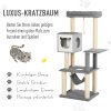 Premiové odpočívadlo a škrabadlo pro kočky s jeskyní, hamakou a vyhlídkami, šedo-bílé