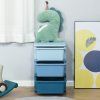 Dětská zásuvková skříňka (organizér) s úložnými boxy na hračky, modrá 37 x 37 x 56,5 cm
