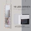 Skříňka na šperky (šperkovnice) se zrcadlem a LED osvětlením, nástěnná / závěsná, bílá,