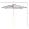 Slunečník Ø 300 cm, jedlové dřevo/bambus/polyester, UV a voděodolný, krémové bílý
