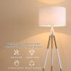 Stojací lampa trojnožka, zlatá-bílá, 144 cm