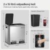 Dvojitý odpadkový koš na tříděný odpad 2x15 l, stříbrný