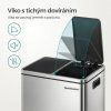 Dvojitý odpadkový koš na tříděný odpad 2x15 l, stříbrný