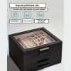 Organizér na šperky se dvěma přihrádkami a zrcadlem, černý