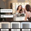 Toaletní kosmetický stolek s LED osvětlením, bílý dekor dřeva