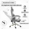 Herní židle s podnožkou, ergonomická, nosnost 120 kg, šedo-bílá