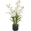Umělá květina Orchidea v květináči 85 cm, bílá