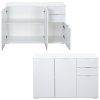 Casaria komoda Alba DB131 bílá se 3 dvířky a zásuvkami, 107 x 74 x 35 cm