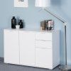 Casaria komoda Alba DB131 bílá se 3 dvířky a zásuvkami, 107 x 74 x 35 cm