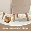 Relaxační křeslo z masivního dřeva s polštářem, plyš, krémové