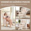 Relaxační křeslo z masivního dřeva s polštářem, plyš, krémové
