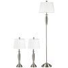 Sada lamp, 1 stojací a 2 stolní, stříbrno-bílá
