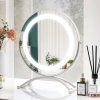 Kosmetické zrcadlo s LED osvětlením, stmívatelné, bílé, průměr 30 cm