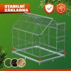 Kompletní skleníkový set se 2 otvírači oken a základnou 250 x 190 cm