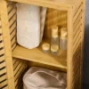 Bambusová koupelnová skříňka se žaluziovými dvířky, 30 x 19,9 x 70 cm