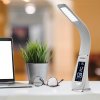 Stolní LED lampa Lilly, nastavitelné rameno, kožený vzhled, bílá - BEZ ADAPTÉRU